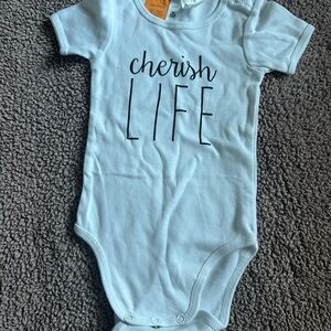 Baby Onesie White 'Cherish Life'